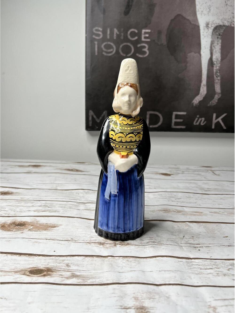VTG Franor Royale Cork Glued Empty Decanter of Woman in Traditional Dress